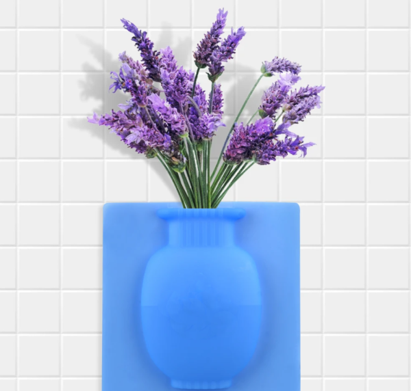 Настенная силиконовая ваза для цветов Magic Vase, многоразовая (без клея, гипоаллергенный материал), ФИОЛЕТОВАЯ